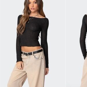 Edikted textured sheer boat neck top- never worn